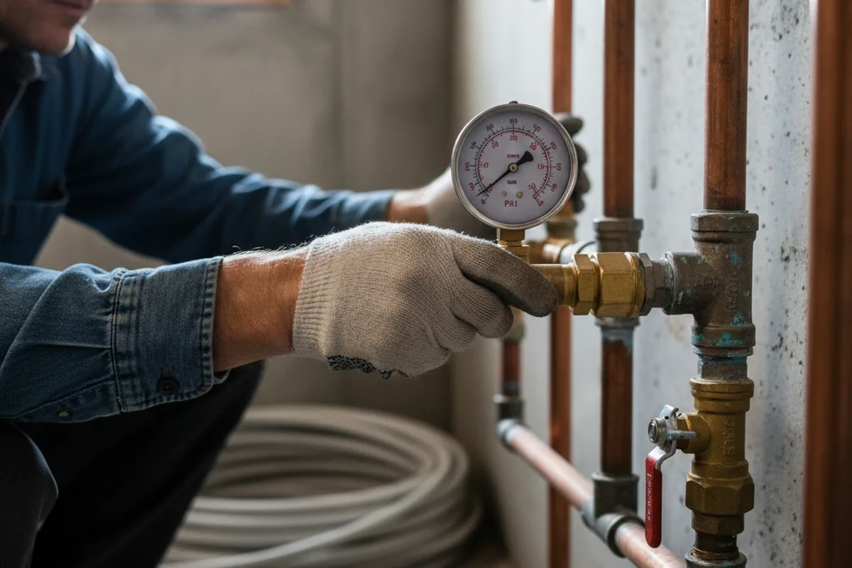 Pressure testing a repaired line during Water Line Repair in Starford