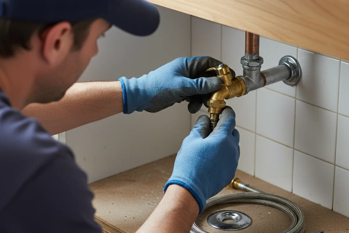 Shutoff valve and fitting work during Burst Pipe Repair in Starford